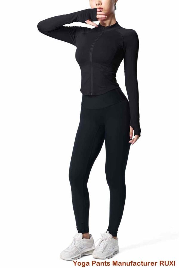 Legging Gym Pinggang Tinggi Hitam untuk Wanita Ruxi my658